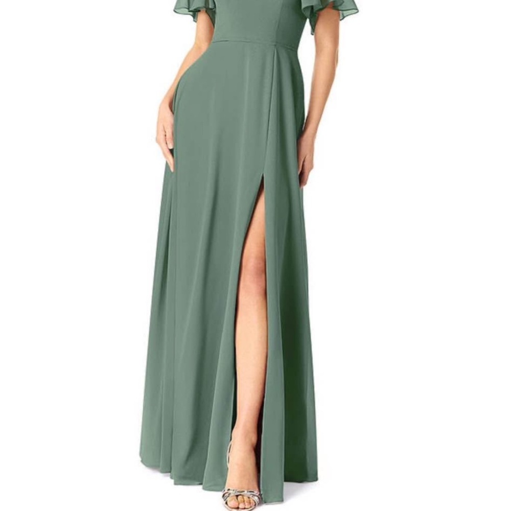 Azazie Sage Green Maxi Dress with Slit